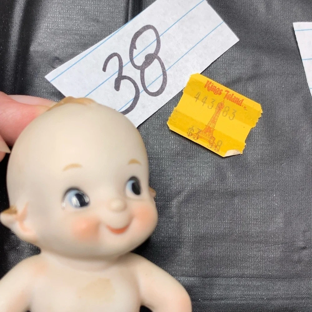 Kewpie Porcelain Baby Beige Chubby Belly and Shoes Vintage Collectable Big Eyes